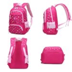 Pink School Backpack with Colorful Leaf Prints | Teenage Girls Rucksack Bag with Lunch Kit | Durable Lightweight Primary Bag | Stylish Backpack Set for Teens Daily School Use