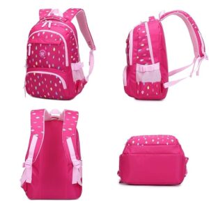 Pink School Backpack with Colorful Leaf Prints | Teenage Girls Rucksack Bag with Lunch Kit | Durable Lightweight Primary Bag | Stylish Backpack Set for Teens Daily School Use