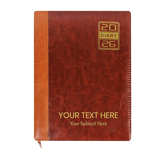AGP New Year 2026 Premium Executive Diary, B5 Size 25x18cm, Leather Finish, Daily Monthly Yearly Planner with Holiday List Pack of 1 (Brown)