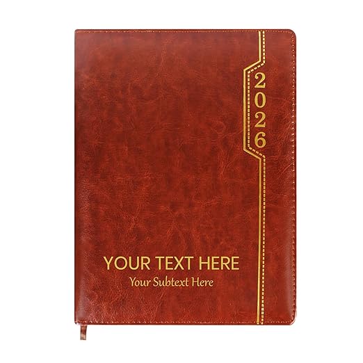 AGP New Year 2026 Premium Executive Diary, B5 Size 25x18cm, Leather Finish, Daily Monthly Yearly Planner with Holiday List Pack of 1 (Brown_2)