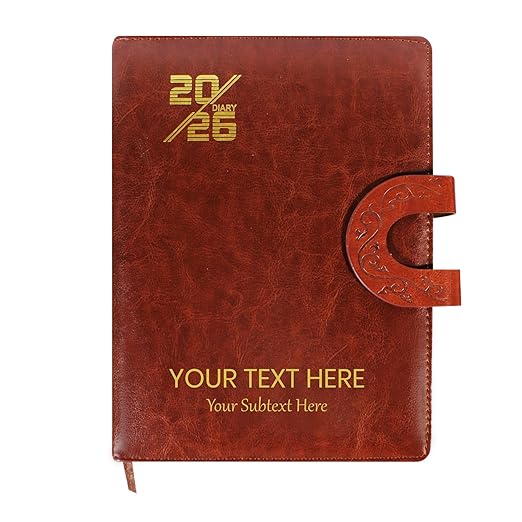 AGP New Year 2026 Premium Executive Diary, B5 Size 25x18cm, Leather Finish, Daily Monthly Yearly Planner with Holiday List Pack of 1 (Brown Loopy)