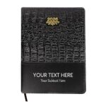 Customized 2026 Diary With Name or Text | New Year Diary 2026 with with Dates, 80 GSM Pages PU Leather Finish Hard Bound B5 Size Notebook Diary - 2026 (Black)