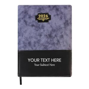 Customized 2026 Diary With Name or Text | New Year Diary 2026 with with Dates, 80 GSM Pages PU Leather Finish Hard Bound B5 Size Notebook Diary - 2026 (Blue_Black)